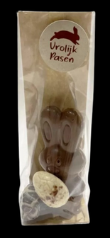 Paaspakket 1: Holle chocolade konijn met 2 gevulde praline paaseitjes