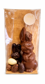 Paaspakket 3: Paashaas 17cm, bunny 12 cm en 4 gevulde eitjes 